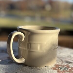 Longaberger Pottery Coffee Tea Large Mug Cup Ivory Cream Woven Traditions USA